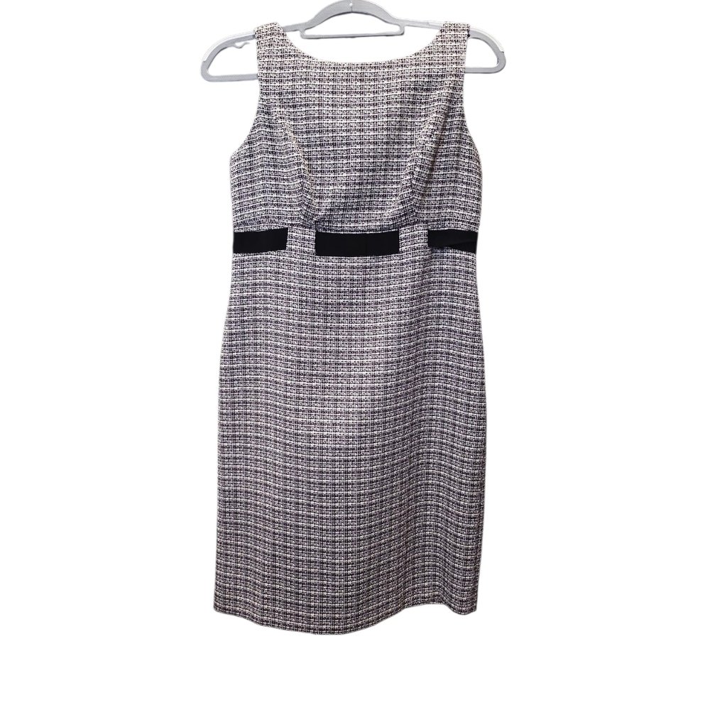 Jones Wear Elegant Black and White Tweed Dress
